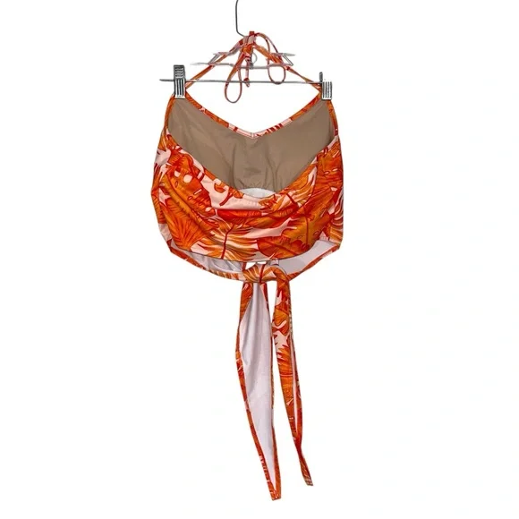 Kortni Jeane Orange Palm Print Tied-Up Top - Picture 2 of 10